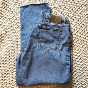 Vintage Calvin Klein High Rise Stone Wash Straight Leg Raw Hem Denim Size 16